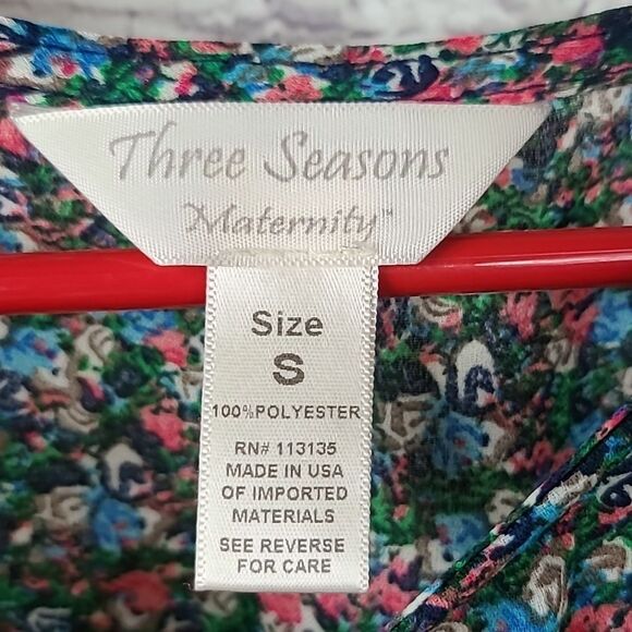 Three Seasons Maternity Sundress Navy Floral Chiffon Hi-Lo Midi Mom Tank Dress - Picture 6 of 9